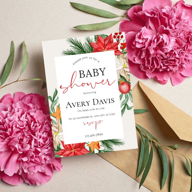 Convite Chá de fraldas de Natal Festivo (Criador carregado)