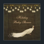 Convite Chá de fraldas de Natal Neutro Clássico Peacock<br><div class="desc">O Chá de fraldas de Natal bonito, glamouroso, neutro e castanho convida com um elegante pavão branco, bonito brilho com ornamentos e arcos. Chic, na moda, convites festivos modernos com um sentimento romântico de elegância vintage. Todo o texto é totalmente personalizável para atender às suas necessidades. O tamanho do texto,...</div>