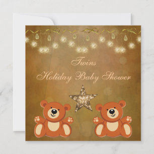 Convite Chá de fraldas de Natal Neutro dos Ursos de Teddy