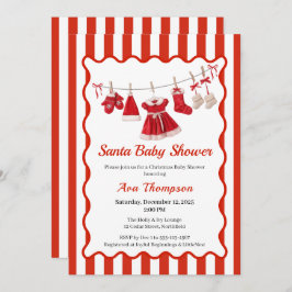 Convite Chá de fraldas de Natal | Papais noeis Vermelho e
