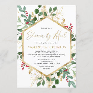 Convite Chá de fraldas de Natal por Mail elegante aquarel