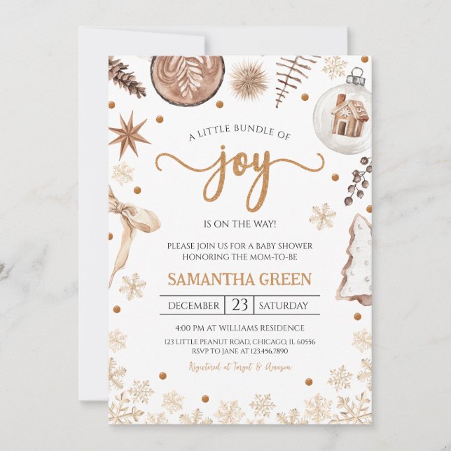 Convite Chá de fraldas de Natal Russo (Frente)