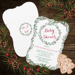 Convite Chá de fraldas de Natal Vintage Wreath Berries<br><div class="desc">Morangos e frutos vermelhos e verdes,  com ramos vermelhos e verdes em cima e em baixo sobre um fundo branco para o seu Chá de fraldas de Natal. Clique em "personalizar" para modificar cores,  estilos e/ou tamanhos de texto. Design por Holiday Hearts Design (direitos reservados).</div>