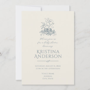 Convite Chá de fraldas de Nest de Código QR Aestético Vint