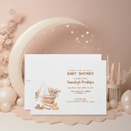 Convite Chá de fraldas de Nursery Boho Bassinet