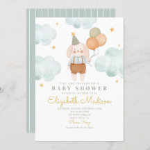 Chá de fraldas de Nuvem Bunny Cute Pink e Balões