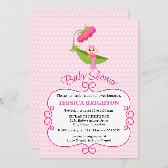 Convite Chá de fraldas de Olhos Castanhos de Pod Castanho (Frente/Verso)