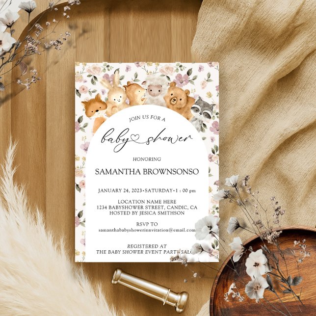 Convite Chá de fraldas de Orçamento de Animais Florestais  (Criador carregado)