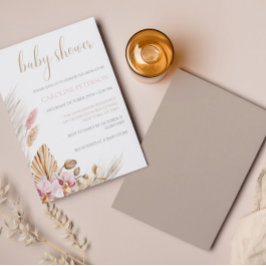 Convite Chá de fraldas de Orçamento Pampas Grass Floral