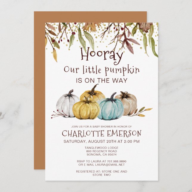 Convite Chá de fraldas de outono de Bombeiros (Frente/Verso)