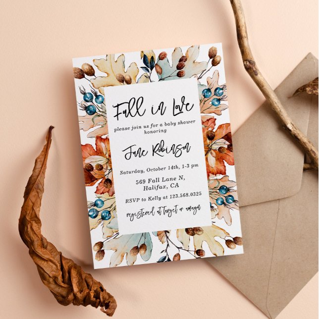 Convite Chá de fraldas de outono de Foliage Berries no out (Criador carregado)