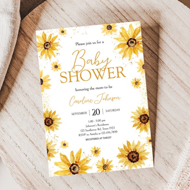 Convite Chá de fraldas de outono de Girassol (Sunflower Baby Shower Invitation)