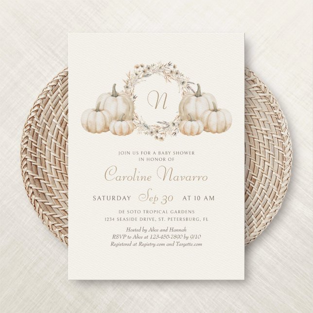 Convite Chá de fraldas de outono do Monograma de Bombeiros (Criador carregado)