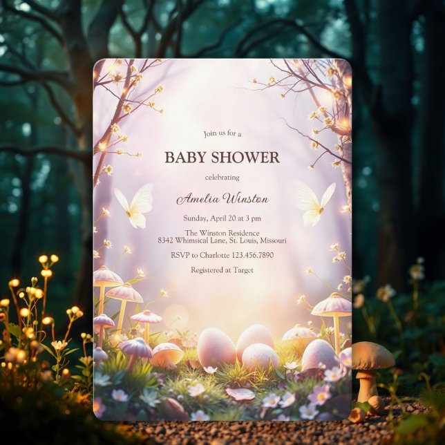 Convite Chá de fraldas de Ovos de Páscoa de Floresta Encan (Enchanted Forest Whimsical Egg Easter Themed Baby Shower Invitation)