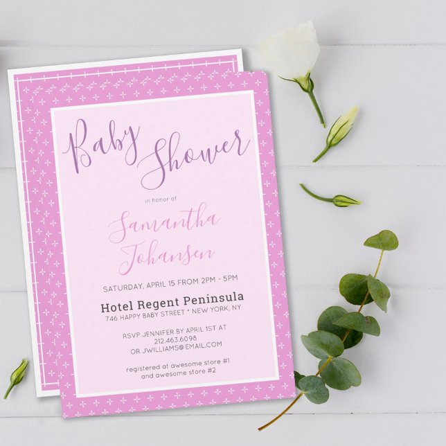 Convite Chá de fraldas de padrão de estrela rosa simples (SIMPLE MODERN PINK STAR PATTERN BABY SHOWER INVITATION
)