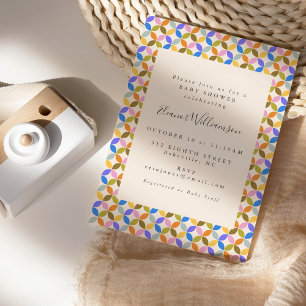 Convite Chá de fraldas de Padrão Geométrico Moderno Col