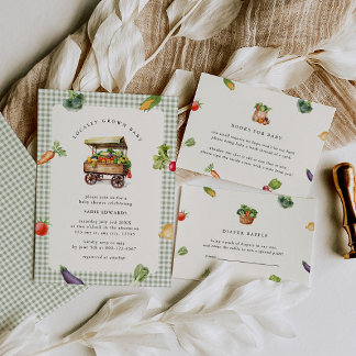 Convite Chá de fraldas De Países Do Mercado De Agricultore