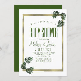 Convite Chá de fraldas de Palma de Folha Botânica Tropical