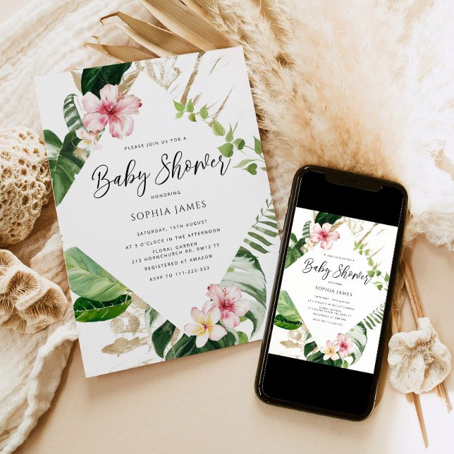 Convite Chá de fraldas de palmeiras tropicais (Criador carregado)