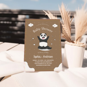 Convite Chá de fraldas de Panda castanho-bonito - Chá de f