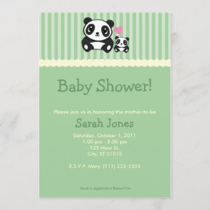 Convite Chá de fraldas de Panda - Verde