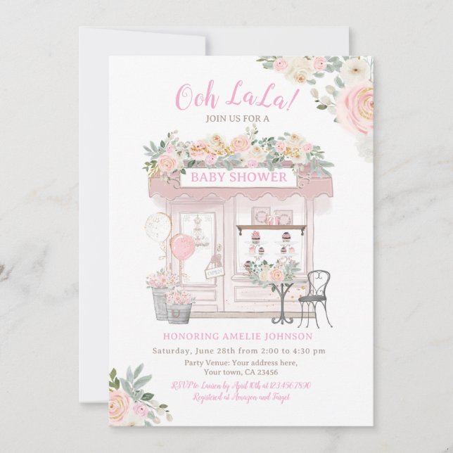 Convite Chá de fraldas de Paris (Frente)