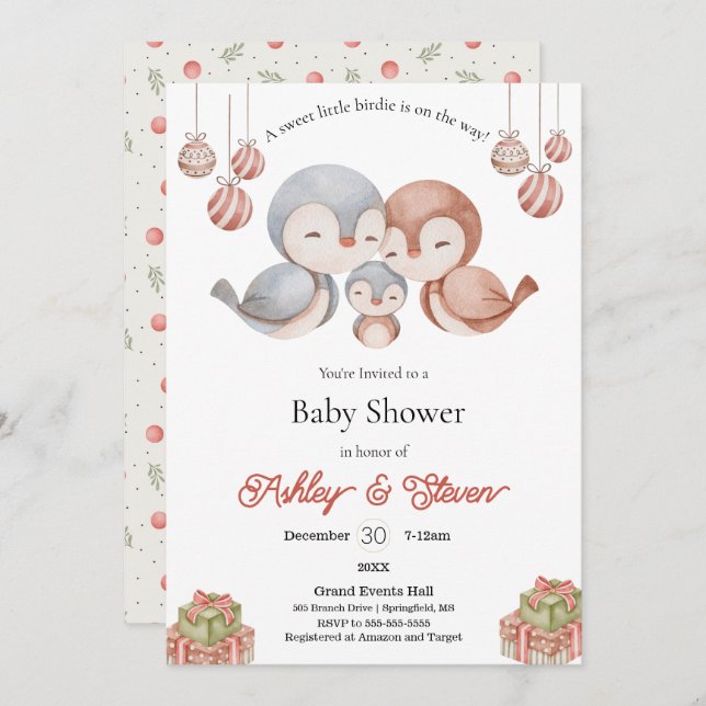 Convite Chá de fraldas de passarinho doce (Frente/Verso)