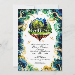 Convite Chá de fraldas de Pastel Woodland Personalizado