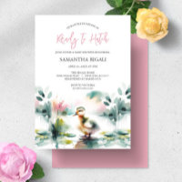 Chá de fraldas de Pato de Aquarela de Menina Cóta