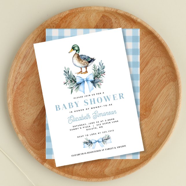 Convite Chá de fraldas de Pato de Blue Baby Boy Mallard (Blue Baby Boy Mallard Duck Baby Shower Invitation)