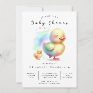Convite Chá de fraldas de Pato Editável por Aquarela