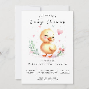 Convite Chá de fraldas de Pato Imprimível de Watercolor