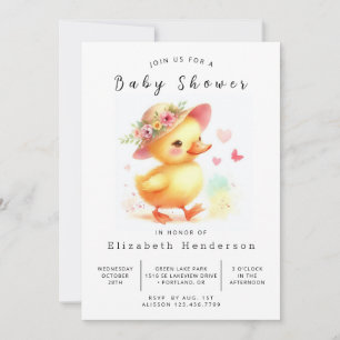 Convite Chá de fraldas de Pato Personalizado Elegante