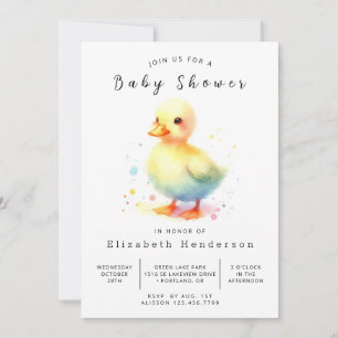 Convite Chá de fraldas de Pato Personalizado Encantado