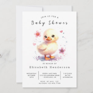 Convite Chá de fraldas de Pato Personalizado Feliz