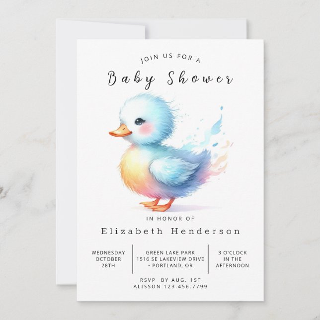 Convite Chá de fraldas de Pato Personalizado Whimsical (Frente)
