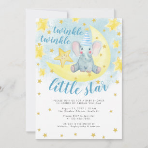 Convite Chá de fraldas de Pequena Estrela Dourada de Twin