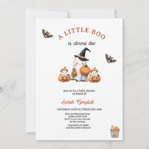 Convite Chá de fraldas de Pequeno Boo da Pumpkin laranja d