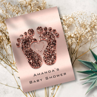 Convite Chá de fraldas de Pés do Rosa de Pele da Glitter d