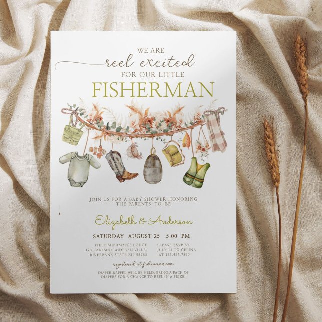 Convite Chá de fraldas de pesca de rolo russo (Criador carregado)