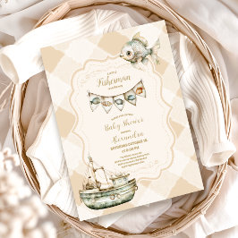 Convite Chá de fraldas de Pesca do Pequeno Pescador Verde