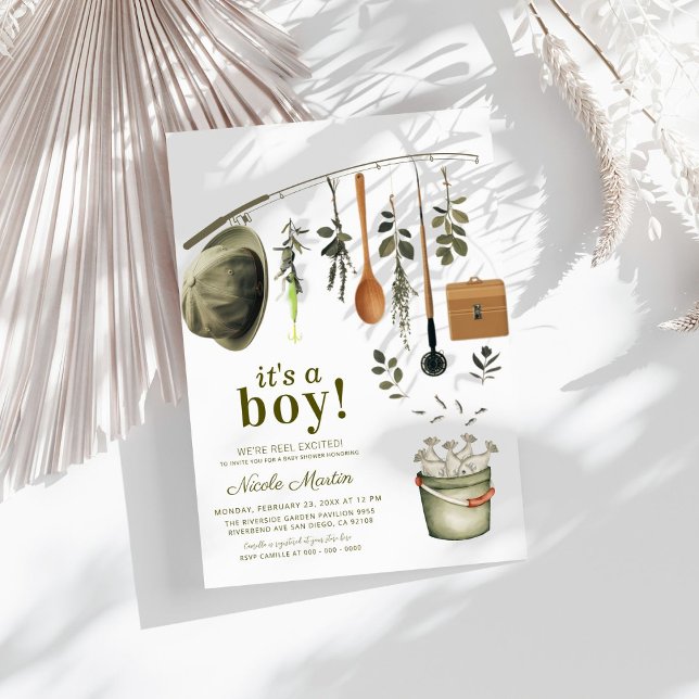 Convite Chá de fraldas de Pesca Russo Pequeno Pescador (Criador carregado)