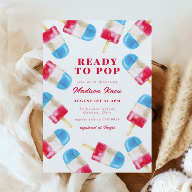 Convite Chá de fraldas de picolé Patriótico Pop de Rocket  (Criador carregado)