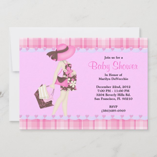 Convite Chá de fraldas DE PINK AGRAVADO (Frente)