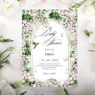 Convite Chá de fraldas de pintura de arte de jardim floral