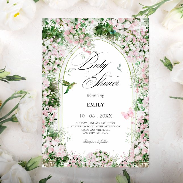 Convite Chá de fraldas de pintura de arte de jardim floral (Criador carregado)