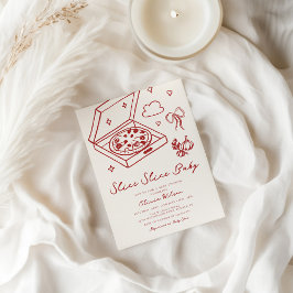 Convite Chá de fraldas de Pizza Bebê Fatia Fatia