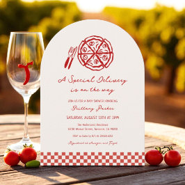 Convite Chá de fraldas de pizza de entrega especial