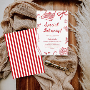 Convite Chá de fraldas de pizza de entrega especial