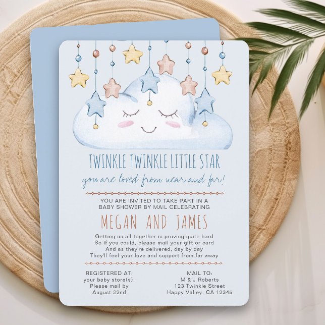 Convite Chá de fraldas de Poem Twinkle por Mail (Baby Shower by Mail Invitation from my Twinkle Twinkle baby shower collection)